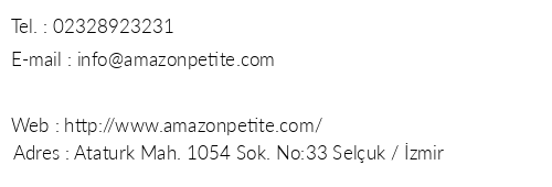 Amazon Petite Palace telefon numaralar, faks, e-mail, posta adresi ve iletiim bilgileri